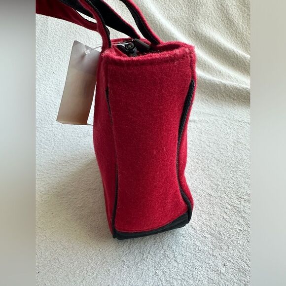 NWT Vtg 90s Polo Sport Ralph Lauren Wool Blend Bag Tote Red Double Handle Wallet - Picture 3 of 8